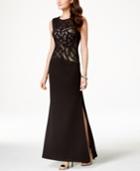 Teeze Me Juniors' Illusion Side-slit Scuba Gown