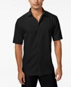 Alfani Black Men's Big And Tall Textured Grid-pattern Short-sleeve Shirt, Only At Macy's