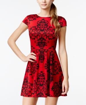 B Darlin Juniors' Printed Fit & Flare Dress