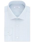 Calvin Klein Men's Steel Classic/regular Fit Non-iron Performance Aqua Check Dress Shirt