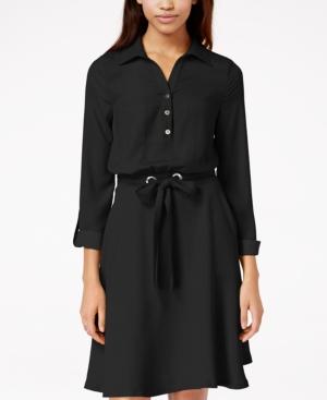 Xoxo Juniors' Drawstring-waist Henley Shirtdress