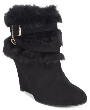 Thalia Sodi Saadie Faux-fur-trim Wedge Booties, Only At Macy's Women's Shoes