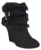 Thalia Sodi Saadie Faux-fur-trim Wedge Booties, Only At Macy's Women's Shoes
