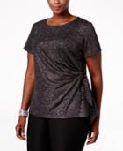 Msk Plus Size Glitter Side-tie Evening Top