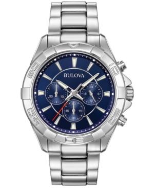 Bulova Men's Chronograph Sport Stainless Steel Bracelet Watch 43mm, Created For Macy's
