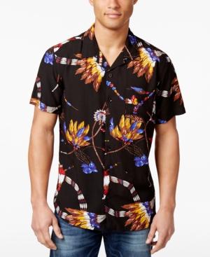 Guess Men's Feather Graphic-print Cotton Shirt