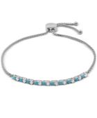 Giani Bernini Cubic Zirconia And Turquoise-look Adjustable Slider Bracelet In Sterling Silver, Only At Macy's