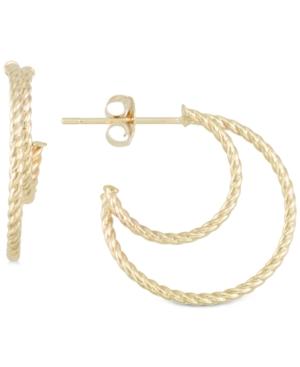 Textured Double Hoop Earrings In 10k Gold