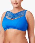 Becca Etc Plus Size Electric Current High-neck Macrame Bikini Top Women's Swimsuit