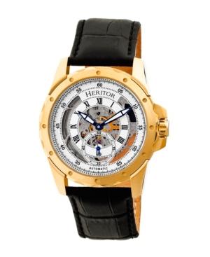 Heritor Automatic Armstrong Gold & Silver Leather Watches 44mm