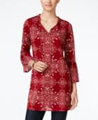 Style & Co. Printed Bell-sleeve Tunic, Only At Macy's