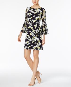 Jessica Howard Floral-print Bell-sleeve Shift Dress