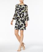 Jessica Howard Floral-print Bell-sleeve Shift Dress