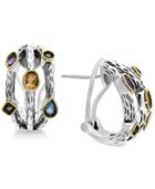 Final Call By Effy Multi-gemstone Hoop Earrings (2 Ct. T.w.) In Sterling Silver & 18k Gold