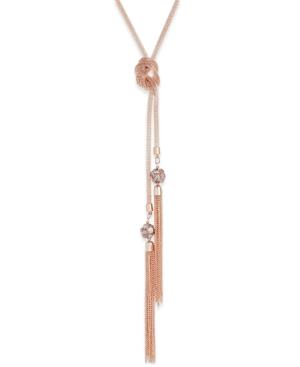 Inc International Concepts Rose Gold-tone Knotted Tassel Lariat Necklace, Created For Macy's