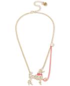 Betsey Johnson Two-tone Crystal & Imitation Pearl Poodle Pendant Necklace