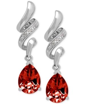 Garnet (2-5/8 Ct. T.w.) And Diamond Accent Swirl Drop Earrings In Sterling Silver