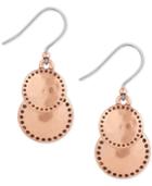 Lucky Brand Rose Gold-tone Double Disk Drop Earrings