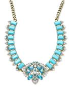 Abs By Allen Schwartz Gold-tone Blue Stone And Crystal Statement Necklace