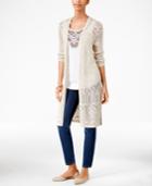 Jm Collection Open-front Crochet Cardigan, Only At Macy's