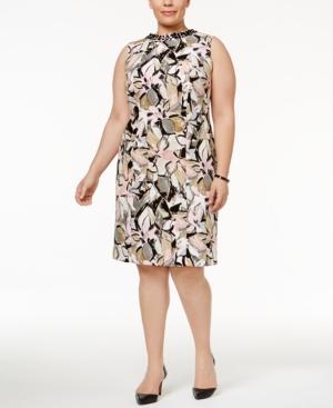 Kasper Plus Size Embellished Floral-print Sheath Dress