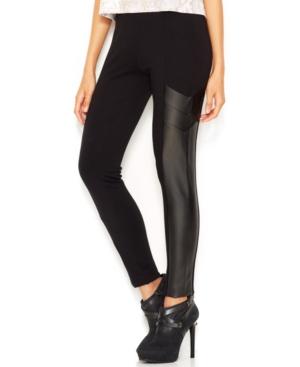Bar Iii Faux-leather Paneled Leggings, Only At Macy's