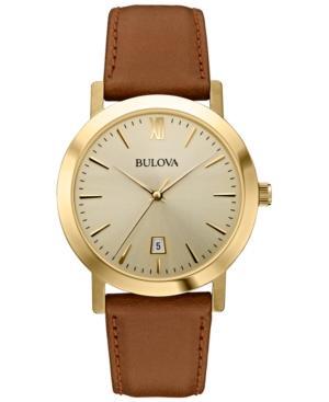 Bulova Unisex Brown Leather Strap Watch 38mm 97b135