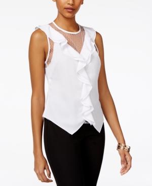 Xoxo Juniors' Lace-trim Ruffle Top