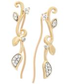 Wrapped Diamond Leaf Cuff Earrings (1/10 Ct. T.w.) In 10k Gold, Created For Macy's