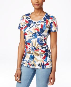 Karen Scott Scoop-neck Tee, Graphic Floral Print