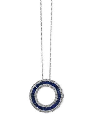 Royale Bleu By Effy Sapphire (1-5/8 Ct. T.w.) And Diamond (1/3 Ct. T.w.) Circle Pendant Necklace In 14k White Gold