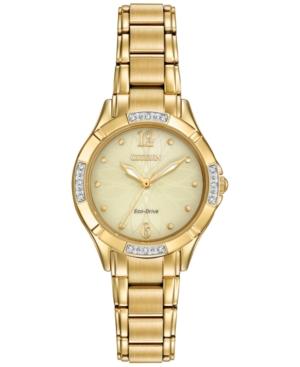 Citizen Women's Eco-drive Diamond Accent Gold-tone Stainless Steel Bracelet Watch 30mm Em0452-58p