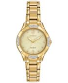 Citizen Women's Eco-drive Diamond Accent Gold-tone Stainless Steel Bracelet Watch 30mm Em0452-58p