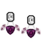Swarovksi Silver-tone Purple And Black Earrings And Earring Jackets