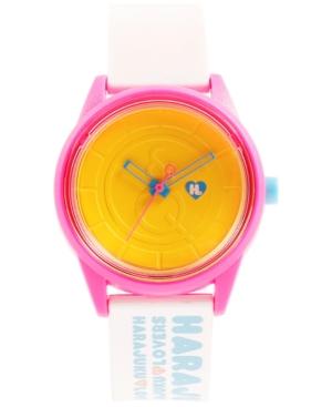 Harajuku Lovers Unisex Emoji Designed By Gwen Stefani White Printed Strap Watch 40mm Hl2324