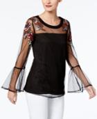 Ny Collection Embroidered Illusion Top
