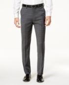 Ben Sherman Men's Slim-fit Gray Windowpane Plaid Suit Pants