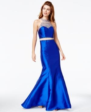 Say Yes To The Prom Juniors' Embellished Illusion Mermaid Gown, A Macy's Exclusive