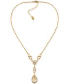 Carolee Gold-tone Crystal Teardrop And Pave Lariat Necklace