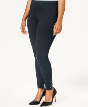 Style & Co. Plus Size Studded Zip-cuff Leggings, Only At Macy's