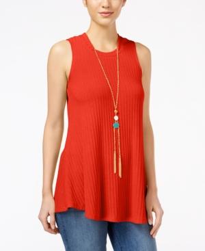 Bcx Juniors' Sleeveless Knit Necklace Top