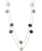 C.a.k.e. By Ali Khan Necklace, Silver-tone Jet Bead Long Necklace