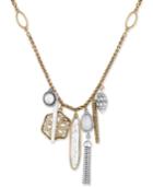 Lucky Brand Two-tone Multi-stone Charm Necklace