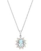 Aquamarine (1 Ct. T.w.) And Diamond Accent Pendant Necklace In 14k White Gold