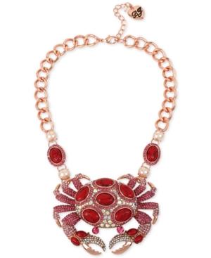 Betsey Johnson Rose Gold-tone Large Link Pave Crab Collar Necklace