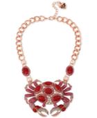 Betsey Johnson Rose Gold-tone Large Link Pave Crab Collar Necklace