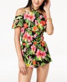 The Edit By Seventeen Juniors' Printed Cold-shoulder Romper, Created For Macy's