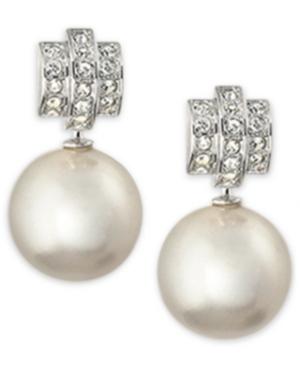 Swarovski Silver-tone Crystal And Imitation Pearl Drop Earrings