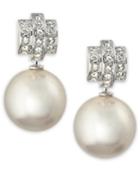 Swarovski Silver-tone Crystal And Imitation Pearl Drop Earrings