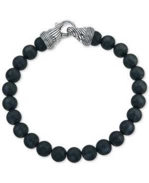 Esquire Men's Jewelry Hematite (8mm) Beaded Bracelet In Sterling Silver, Only At Macy's
